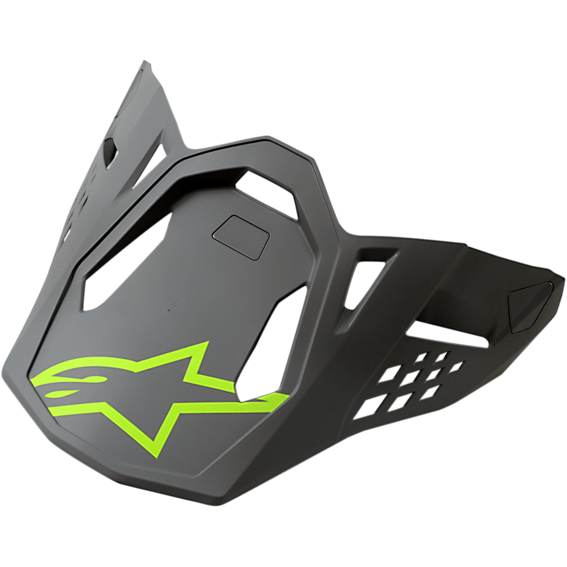 Alpinestars S-M8 Helmet Visor Radium, Motorcycle Racing Helmet Visor, Gray with Neon Yellow Alpinestars Logo, Angular Aerodynamic Design with Ventilation Cut-outs
