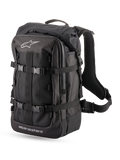 Alpinestars Rover Multi Backpack, adventure touring motorcycle backpack, Black, 32.4-liter textile construction with roll-top compartment, compression straps, and front mesh panel with logo details