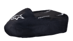 Alpinestars Kart Cover, Black, featuring white Alpinestars star logo and wordmark, protective go-kart cover, durable weather-resistant fabric with white stripe accents, structured design for paddock protection
