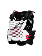 Alpinestars A-4 Plasma Chest Protector, Motorcycle Body Armor, White with Black and Red Accents, Ventilated Hard Shell Design, Adjustable Side Straps, Lightweight Off-Road Protection