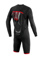 Tech-Air 10 V2 Race Airbag System, black and red base layer with integrated honeycomb back protector for track racing.