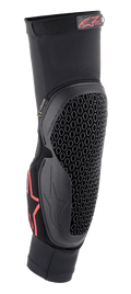 Alpinestars Bionic Flex Elbow Protector, Black and Red, slip-on mesh sleeve with flexible honeycomb Nucleon Flex Technology, red Alpinestars logo, ergonomic off-road motorcycle protection gear