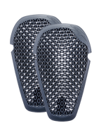 Alpinestars Nucleon Flex Pro Knee Protectors, Anthracite gray, pair of ergonomic motorcycle armor inserts featuring a ventilated honeycomb open-cell structure for airflow and lightweight impact protection