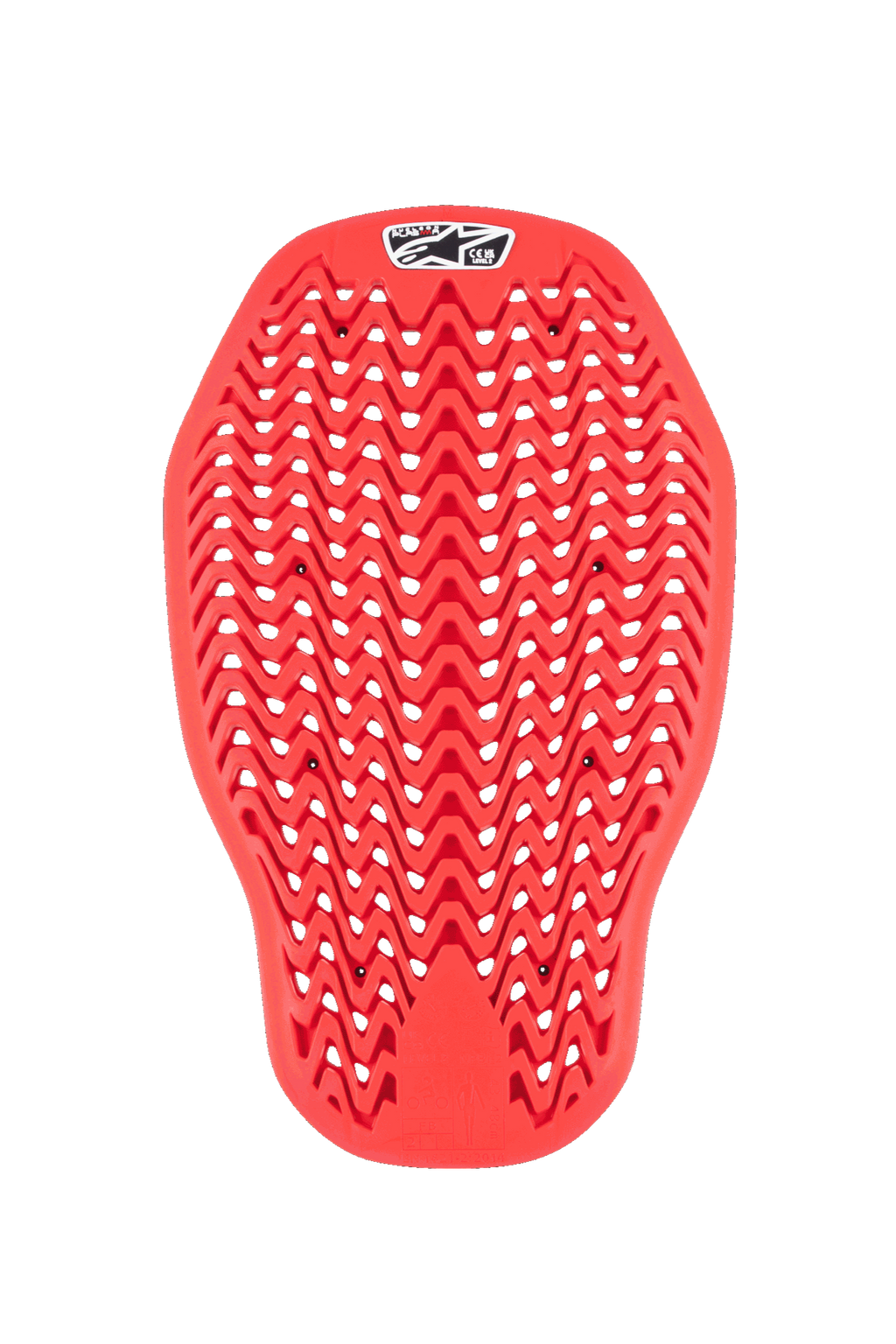Alpinestars Nucleon Plasma Back Protector Insert, Motorcycle Back Protector, Red, flexible zigzag mesh design with ventilation holes, CE Level 2 certified impact protection, ergonomic insert for riding jackets