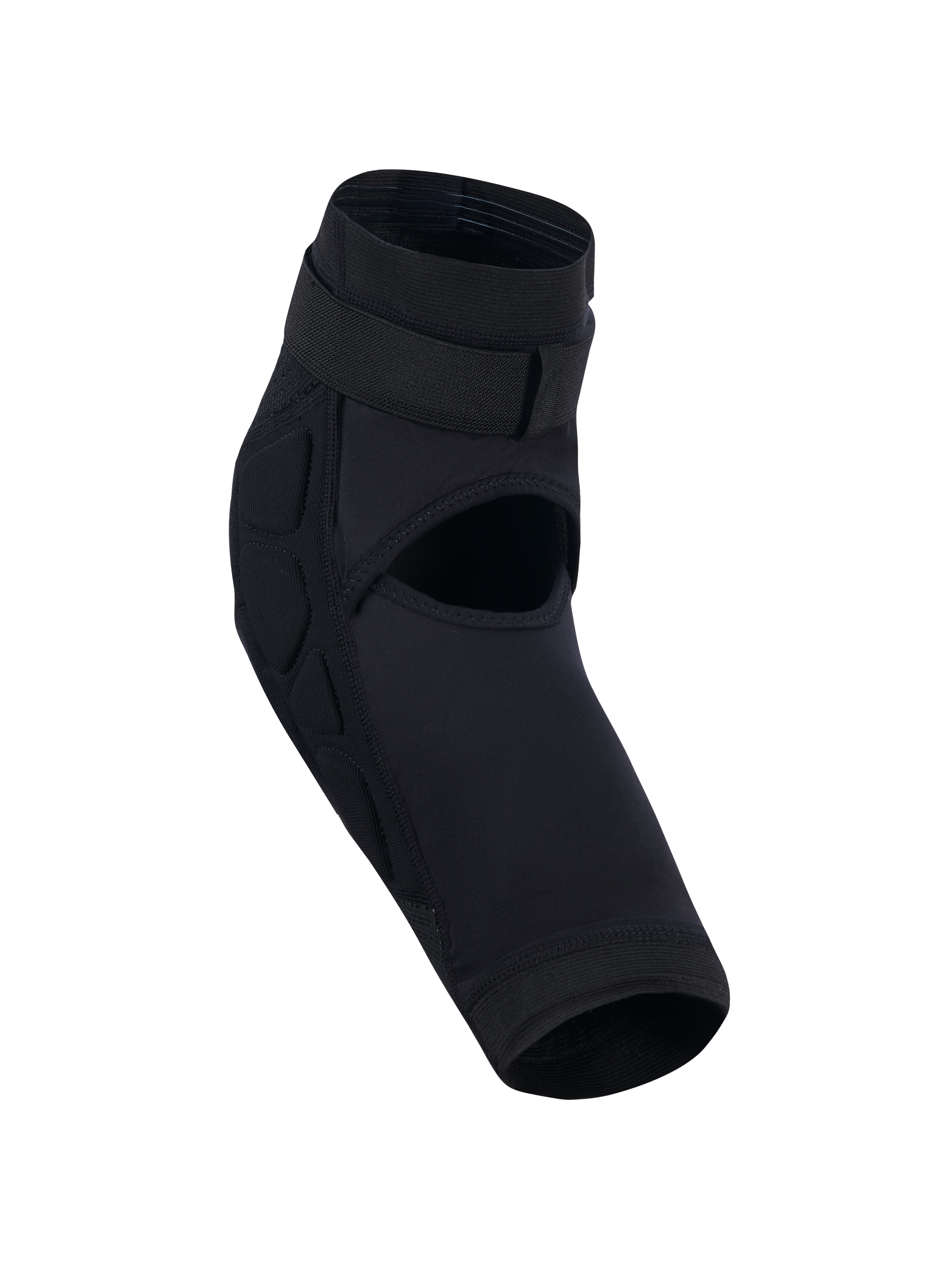 Alpinestars Bionic Plasma Youth Knee Protector, Black, youth motocross knee guard featuring an open-back design for ventilation, secure top strap, and side impact padding, anatomical sleeve construction for off-road riding.