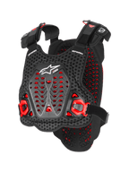 Alpinestars A-5 Plasma Chest Protector, Motocross Body Armor, Black and Red, Perforated 3D Mesh with Nucleon Plasma Material, Angular Protection Panels, Adjustable Straps, White Logo, CE Certified Safety Equipment