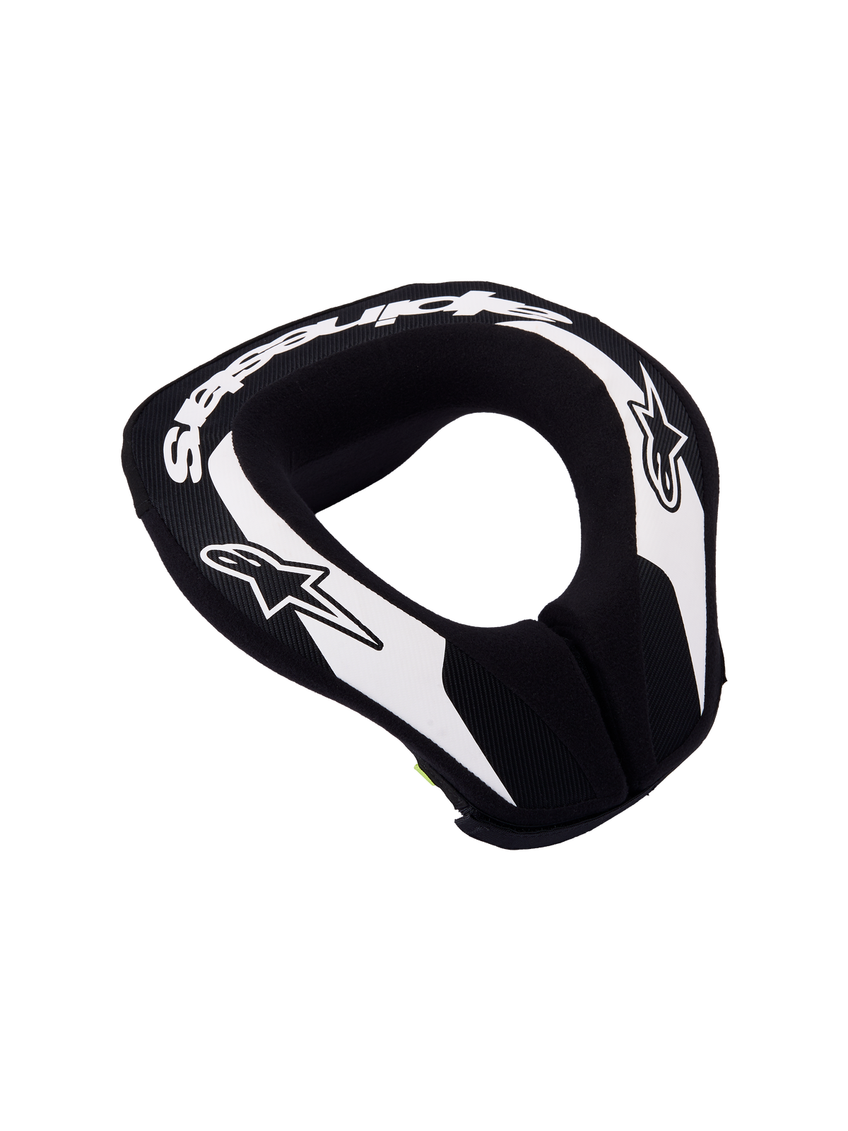 Alpinestars Youth Sequence Neck Roll, black and white motocross neck protector with double-density foam and an extended tail.