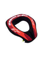 Alpinestars Youth Sequence Neck Roll, red and black motocross neck protection gear for young riders with white logos.
