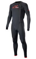 Alpinestars Tech-Air 10 Race System Long Tech Layer, Racing Undersuit, Men's, Black and Bright Red, breathable mesh panels.