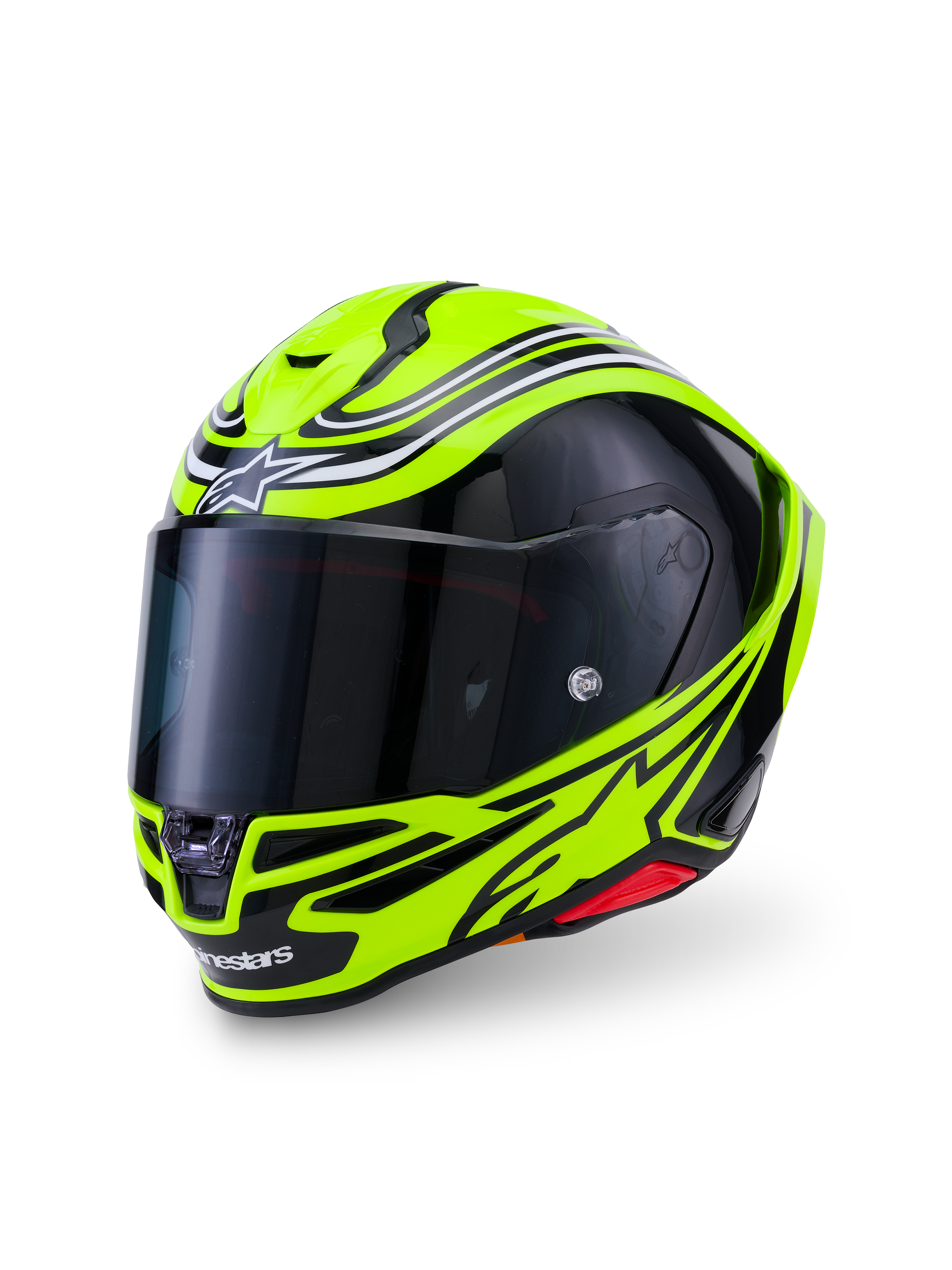Alpinestars S-R7 Zeal Helmet ECE 22.06, Full Face Motorcycle Racing Helmet, Yellow Fluo, Black and White, Carbon construction with clear visor and ECE certification