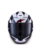 Alpinestars S-R7 A-Core Helmet ECE 22.06, full-face motorcycle road racing helmet, Black, White and Red Glossy, front view showing aerodynamic design and visor