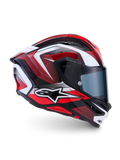 Alpinestars S-R7 Kinetis Helmet, full face motorcycle racing helmet, Black, Red, and White glossy finish, carbon composite construction, ECE certified