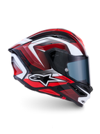 Alpinestars S-R7 Kinetis Helmet, full face motorcycle racing helmet, Black, Red, and White glossy finish, carbon composite construction, ECE certified