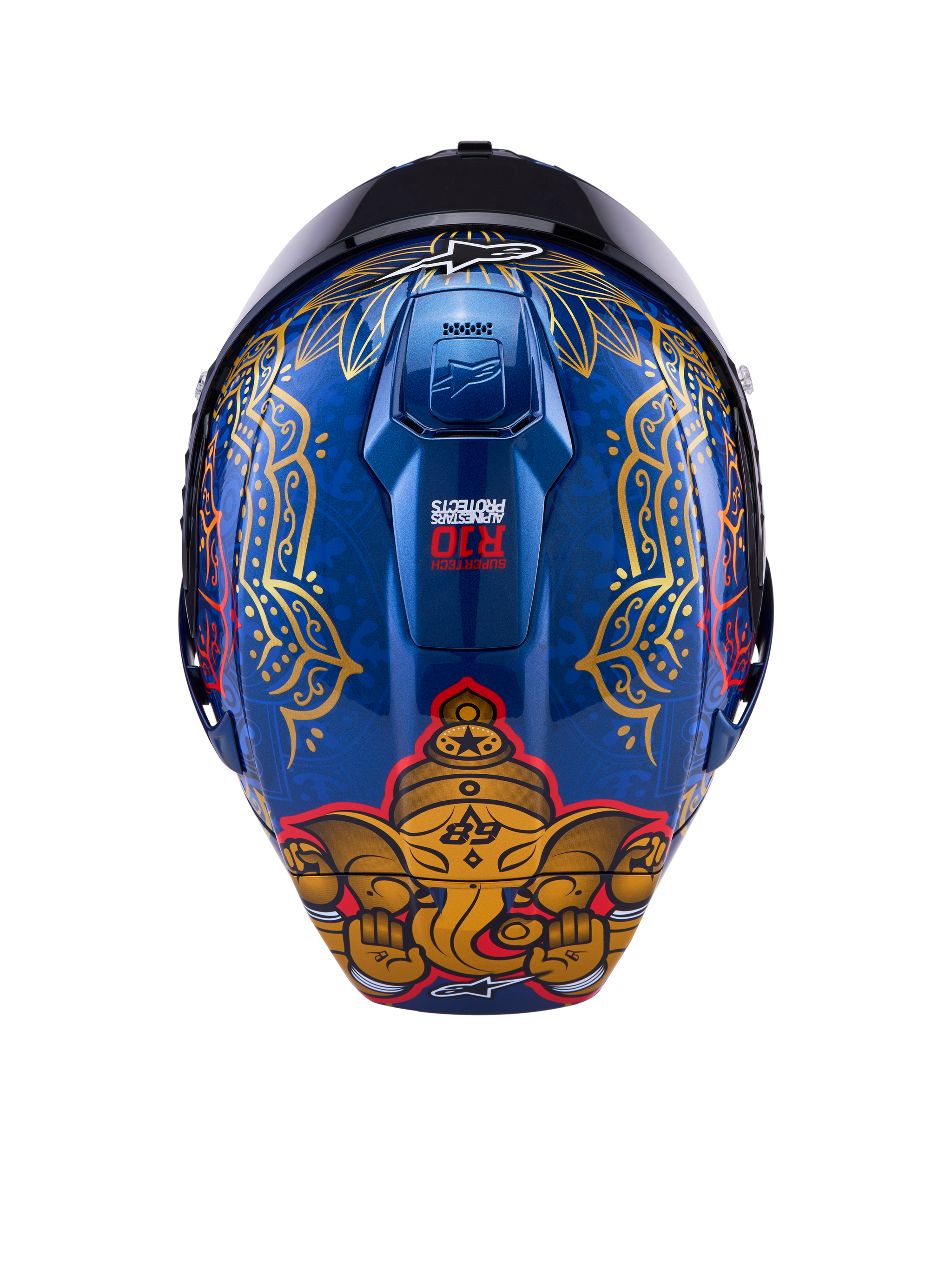blue and gold motorcycle helmet R10 Martinator Thai - Blue Motorcycle Helmet
