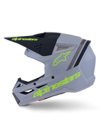 Alpinestars S-M3 Radium Helmet, Motocross Helmet, Green Black and Yellow Fluo Matte, thermo-injected shell with integrated visor and high-flow ventilation ports, engineered for MX and Enduro riding