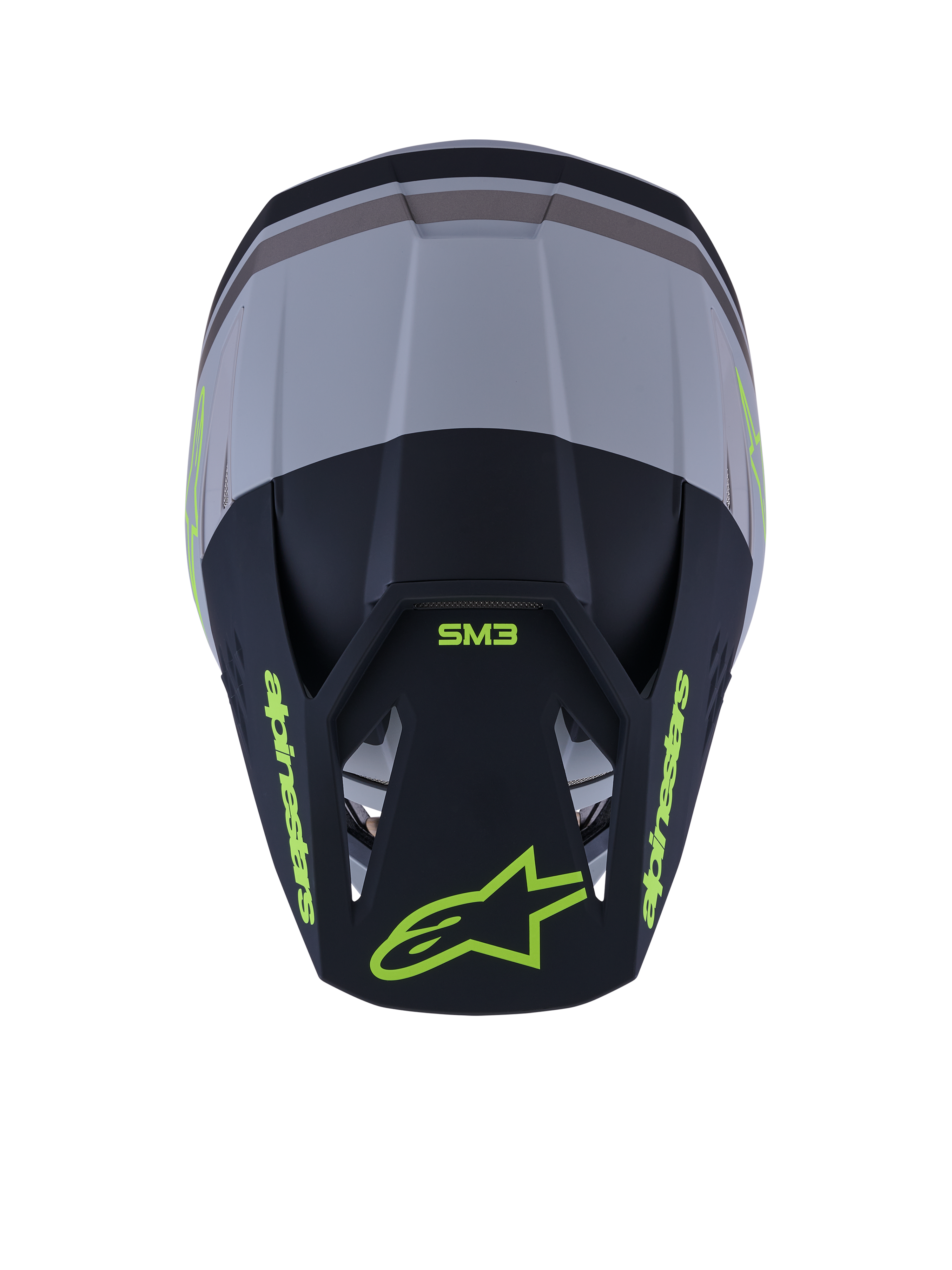 Alpinestars S-M3 Radium Helmet, Motocross Helmet, Green, Black, and Yellow Fluo Matte, matte finish with multiple ventilation ports, sleek aerodynamic design with integrated visor, specialized protective headgear for off-road and MX racing