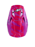 Alpinestars SM3 Falcon Helmet ECE06, glossy pink and purple motocross helmet with white star logo graphics and top visor view.