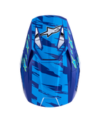 Alpinestars SM3 Falcon Helmet ECE06, Blue and Yellow Fluo Motocross Helmet, ECE 2206 certified top view with ventilated visor.