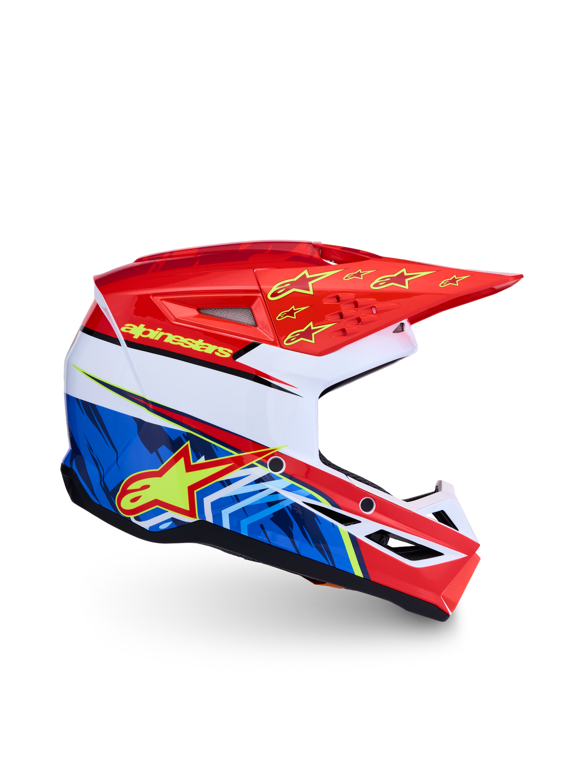 Alpinestars SM3 Youth Falcon Helmet ECE06, Youth Motocross Helmet, Red and Blue, ECE 2206 certified, lightweight shell.
