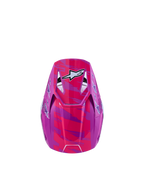 Alpinestars SM3 Youth Falcon Helmet ECE06, youth motocross helmet in purple and pink fluo with white star graphics.