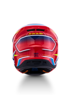 Alpinestars S-M7 Cast Helmet ECE06, red and blue glossy motocross helmet featuring a race-proven aerodynamic profile.
