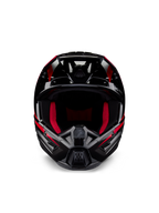 Alpinestars Honda S-M5 Helmet ECE, Motocross Helmet, Black Red Glossy, front-facing view featuring a glossy black finish with red graphics, vibrant red internal padding, angular design with multi-air inlets, high-performance protection for motocross