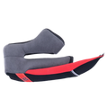 Alpinestars Supertech R10 Regular Cheek Pad, right side motorcycle helmet replacement part, Gray soft-touch padding with black and red accents, featuring a red ERS Emergency Release System pull tab.