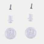 Alpinestars Pinlock Tear Off Pins Set, Transparent helmet accessories, replacement hardware set featuring clear pins, screws, and round bases for Supertech R10 visors, official Alpinestars parts