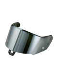 Alpinestars Supertech R-10/R-7 Gen 2.1-R Absolute Vision Shield, motorcycle helmet visor, mirror silver finish, impact-resistant polycarbonate construction, studio product shot against black background