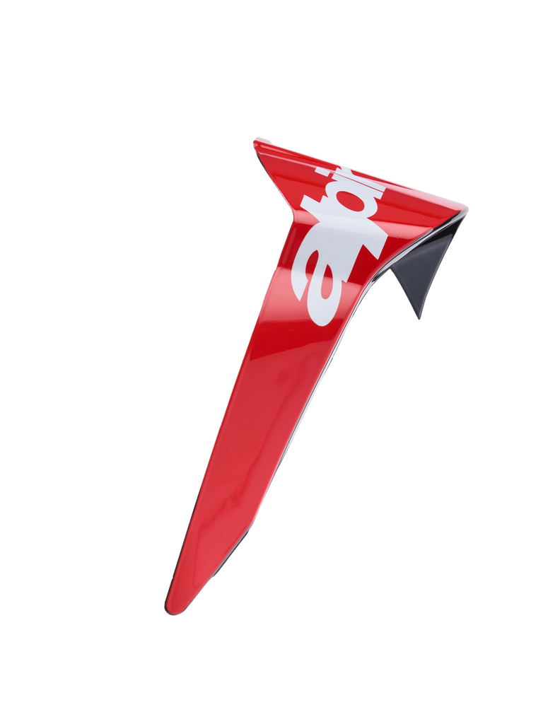 Supertech R10 Arius Standard Spoiler, Red and White, Aerodynamic Helmet Spoiler, Glossy Finish with Black Edge
