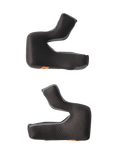 Alpinestars S-M7 Cheek Pad Set, Replacement Helmet Padding, Black with textured honeycomb fabric and gray mesh edges, contoured foam pads for ergonomic fit, featuring orange emergency release tabs, motorcycle helmet accessories