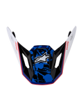 Alpinestars S-M7 Blaster Visor, Motocross Helmet Replacement Peak, White, Blue and Red Glossy, splatter graphic finish.