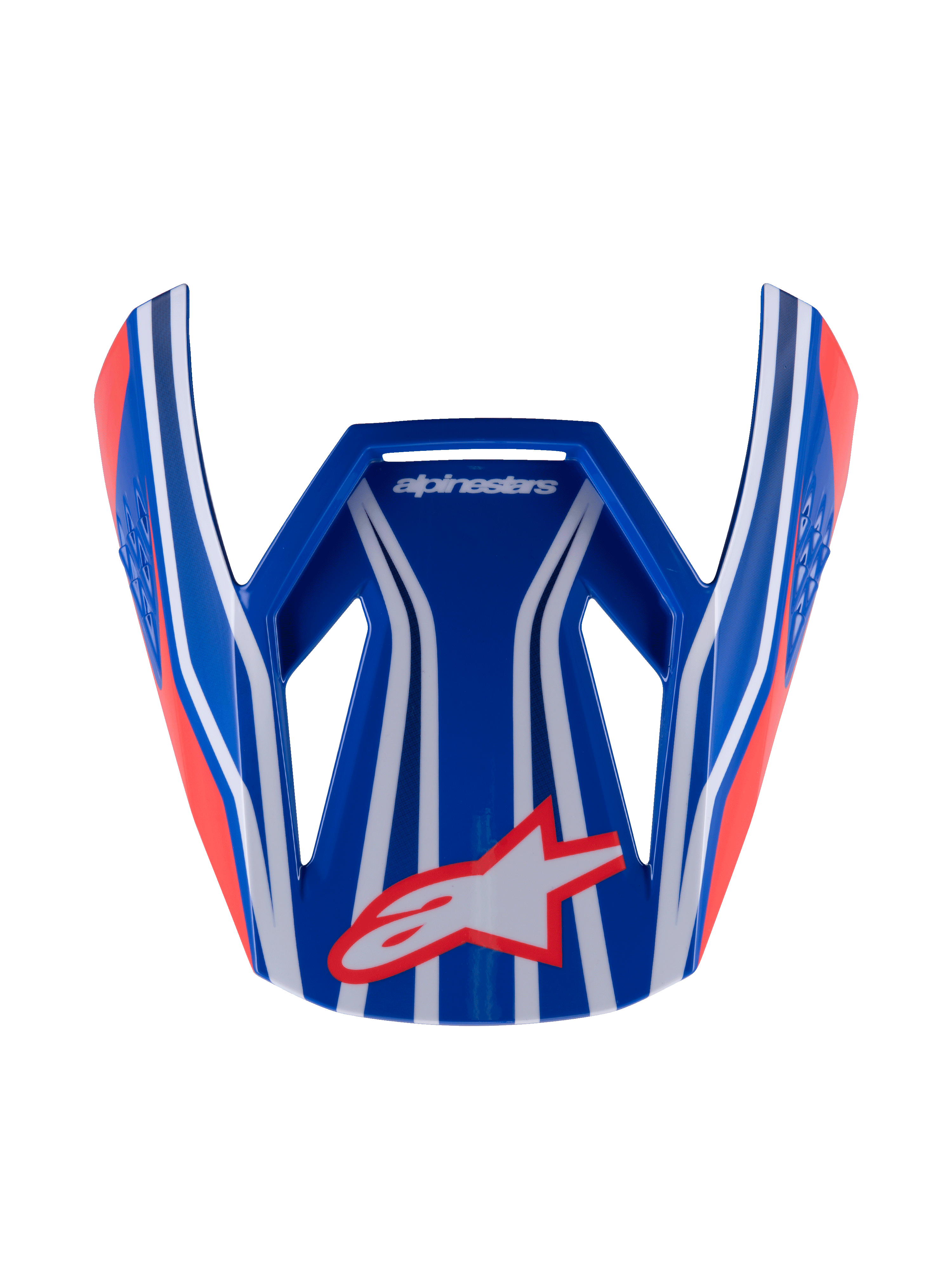 Alpinestars S-M3 Youth Wurx Visor, Motocross Helmet Visor, Blue Red and White with Black accents, glossy finish with bold stripes and Astar logo, angular aerodynamic replacement peak for youth MX helmets