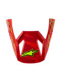Alpinestars S-M3 Falcon Visor ECE06, motocross helmet replacement part, red and yellow fluo gloss finish with star graphics.
