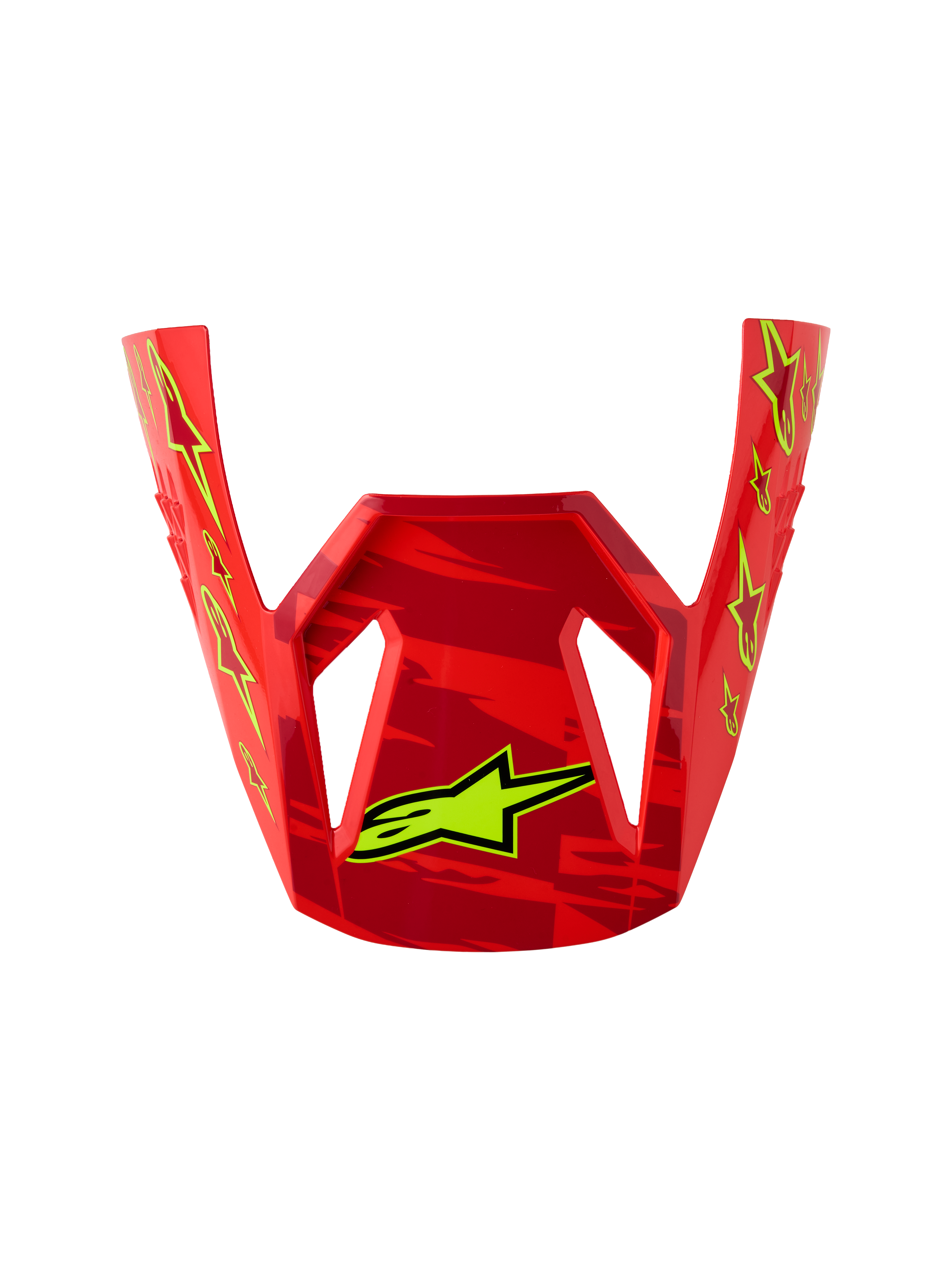 Alpinestars Youth SM3 Falcon Visor, red and yellow fluo motocross helmet replacement part, glossy finish.