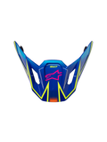 Alpinestars S-M7 Cast Visor, motocross helmet replacement peak, glossy blue with pink and yellow fluo accents, featuring pink star logo and SM7 branding, aerodynamic design with side ventilation vents