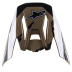 Alpinestars S-M5 Rover Visor, Replacement Helmet Peak, Sand Tangerine Camo Glossy, brown base with black camouflage accents, featuring Alpinestars logo and SM5 branding, angular design for motocross helmets