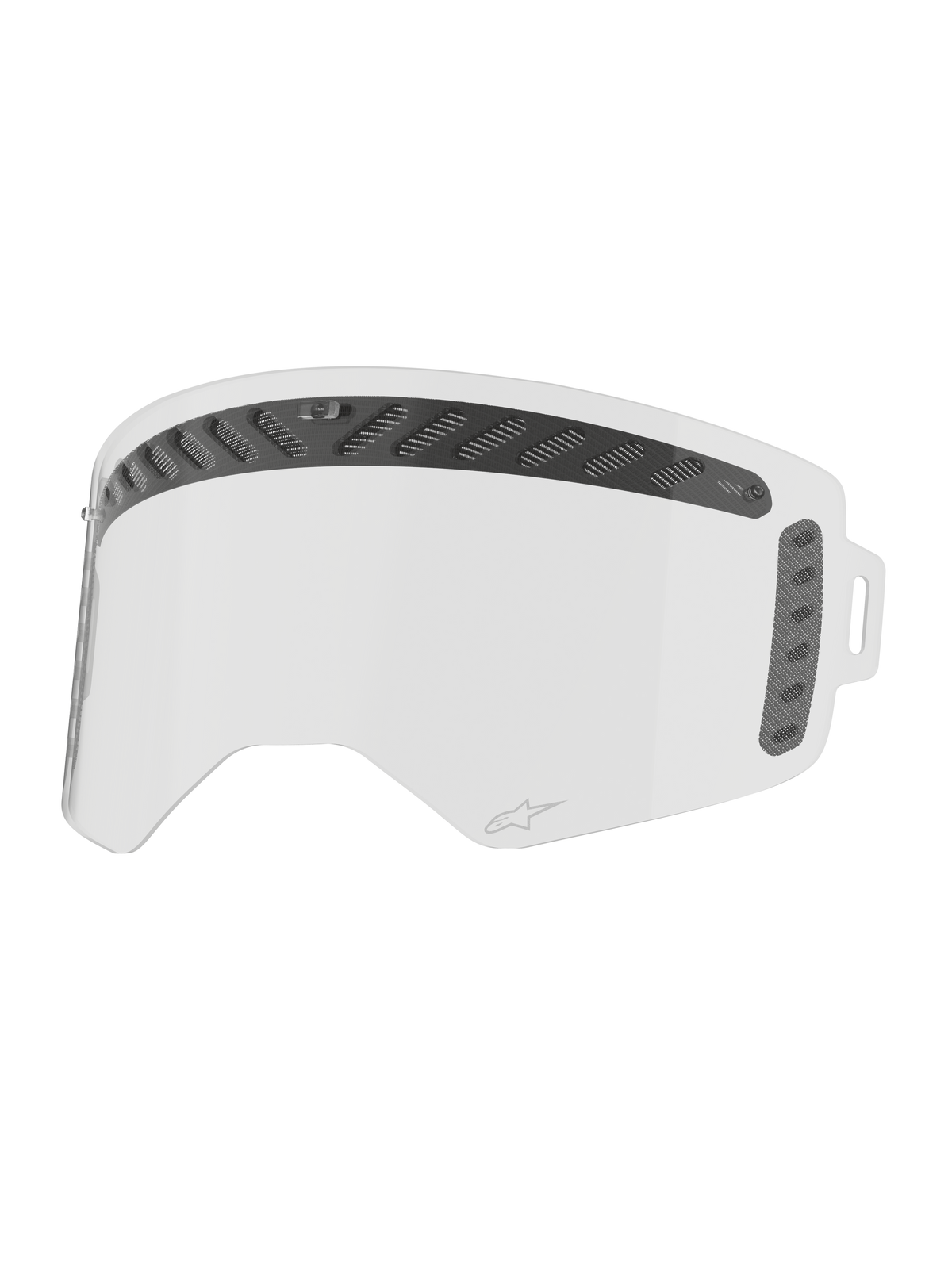 Alpinestars Supertech Modulator Vented Lens, clear motocross goggle replacement with anti-fog coating and tear-off posts.