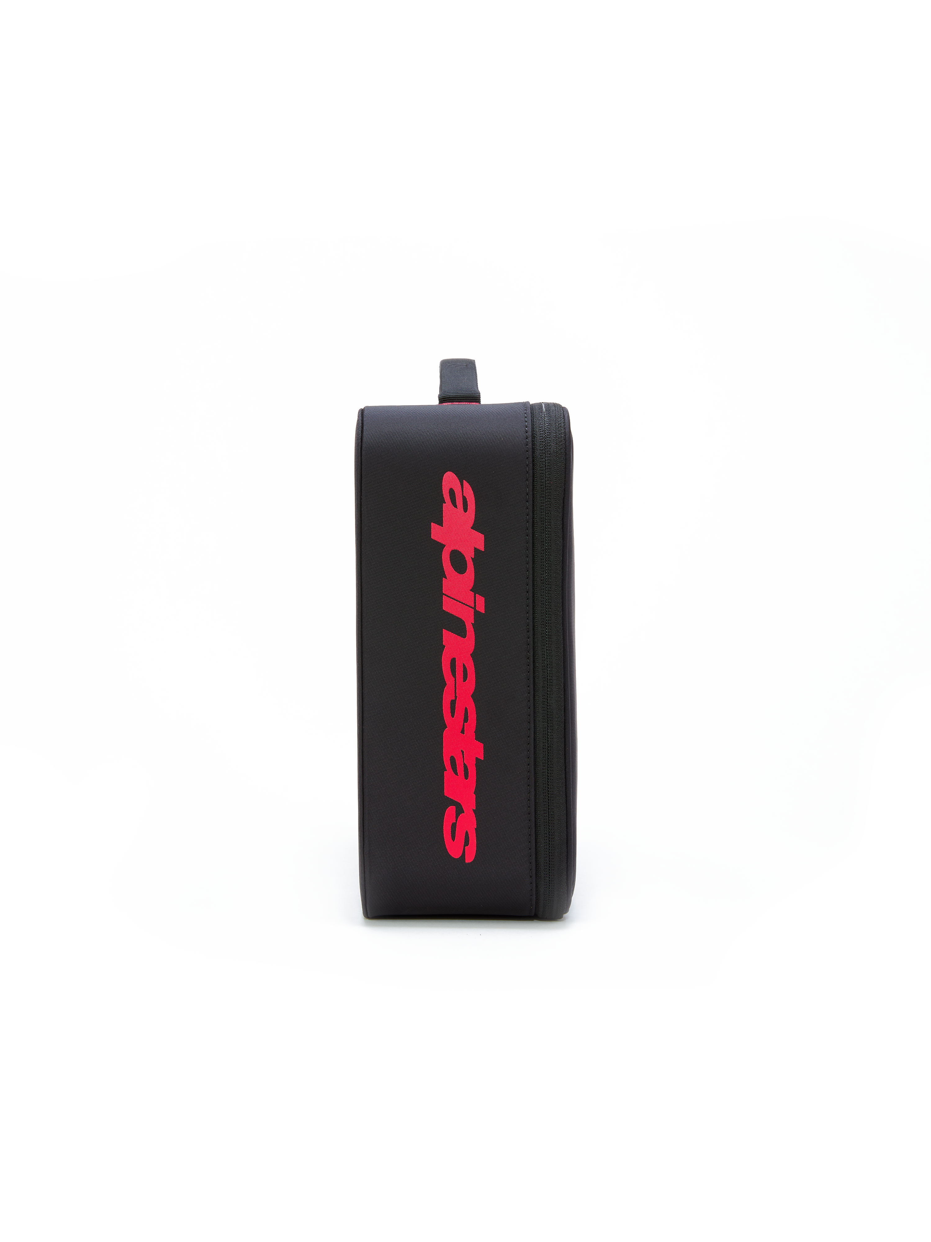 Alpinestars Supertech Vision Goggles Case, Motocross Goggles Accessory, Black with large vertical red branding, structured rectangular storage case with zipper closure and padded handle