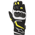 Alpinestars T-SP W Drystar® Gloves, Sport Motorcycle Gloves, Black with Yellow Fluo and White accents, hard knuckle protector, mid-length cuff with white logo, waterproof textile and softshell construction