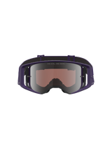 Alpinestars Limited Edition HUNTA96 XXV Supertech Vision Goggles, Motocross Goggles, Purple and White with Silver Mirror Lens, front-facing view showing reflective lens with 'ONE GOAL. ONE VISION.' text, wide peripheral frame design for off-road racing