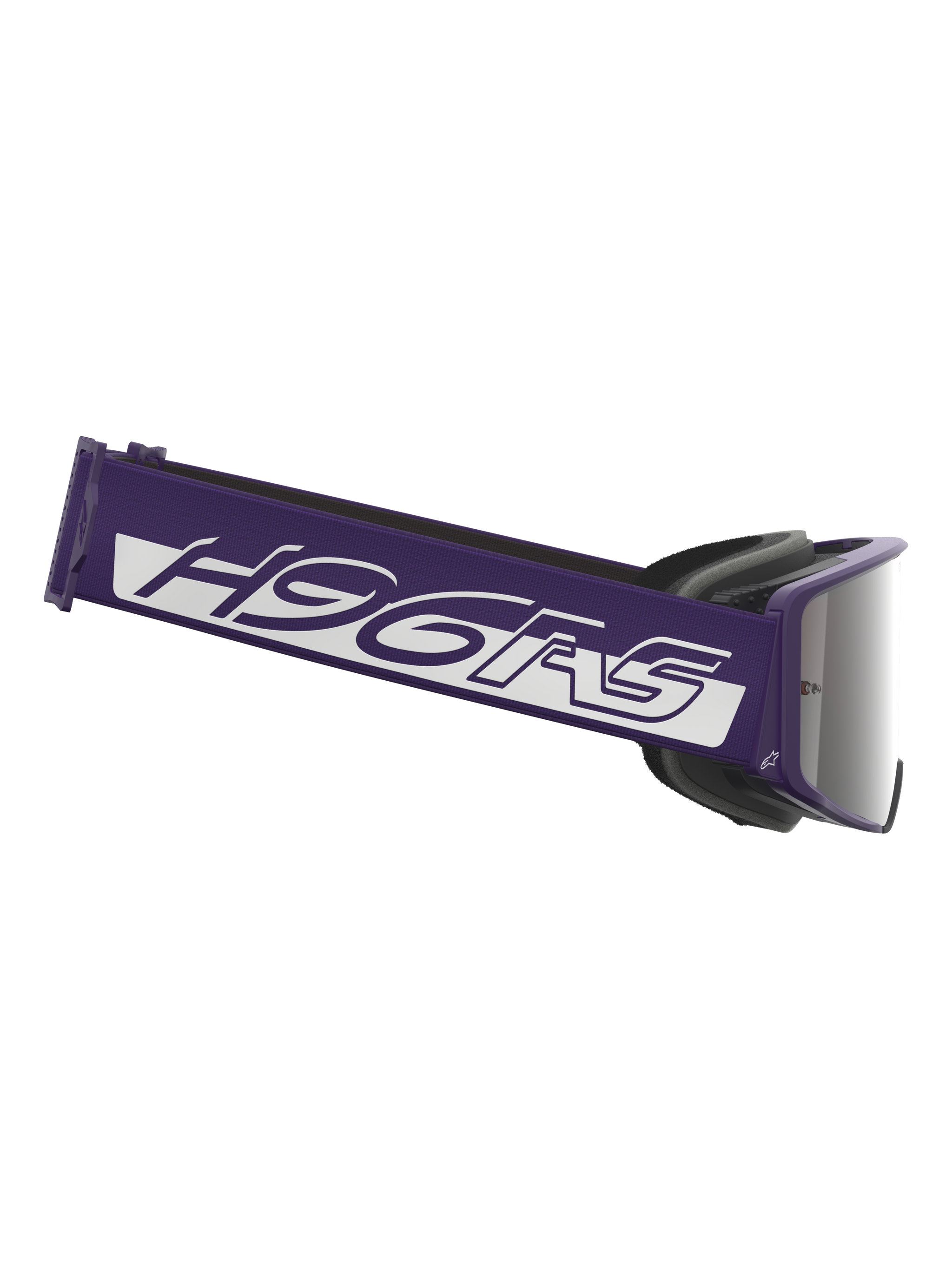 Alpinestars Limited Edition HUNTA96 XXV Supertech Vision Goggles, Motocross Goggles, Purple and White with Silver Mirror Lens, featuring a wide purple strap with white H96RS branding and GT3-inspired design