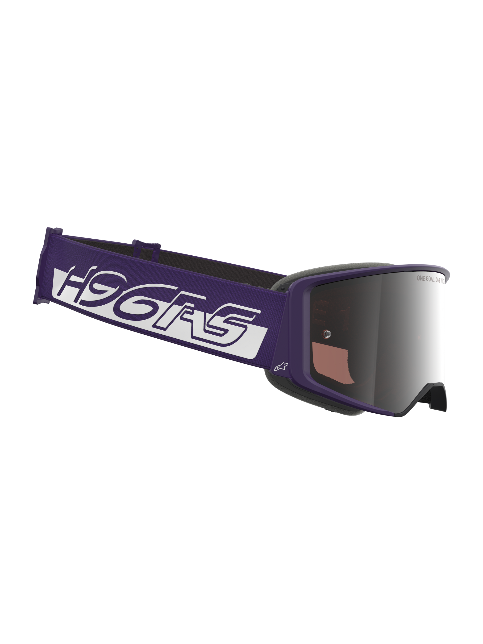 Limited Edition HUNTA96 XXV Supertech Vision Goggles, Motocross Goggles, Purple and White, featuring a Silver Mirror Lens, wide purple strap with bold white branding, sleek purple frame, professional off-road racing eye protection