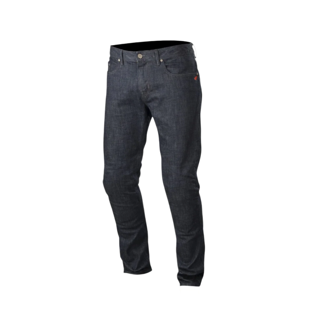 Alpinestars Copper Denim Pants, Motorcycle Riding Jeans, Dark Blue, regular straight fit with pre-shaped leg construction, features a small red logo on the coin pocket, classic five-pocket design for urban commuting