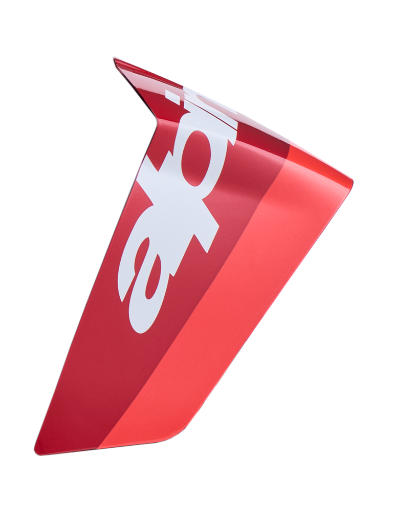 Supertech R10 Arius Race Spoiler, Motorcycle Racing Helmet Spoiler, Red and White, Aerodynamic Design, Glossy Finish