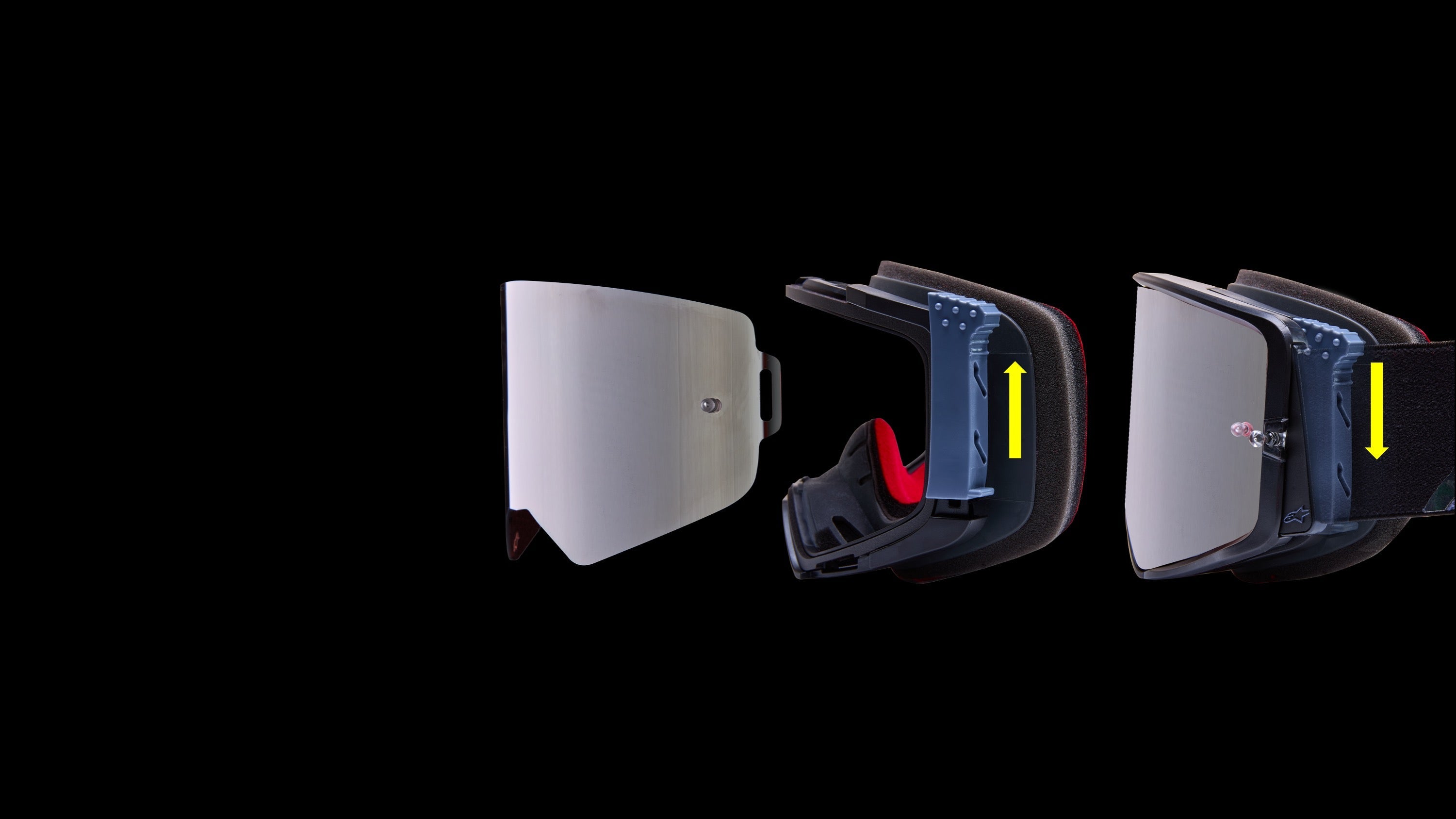 SKIP - Non-product image (reason: instructional diagram showing goggle lens attachment mechanism)