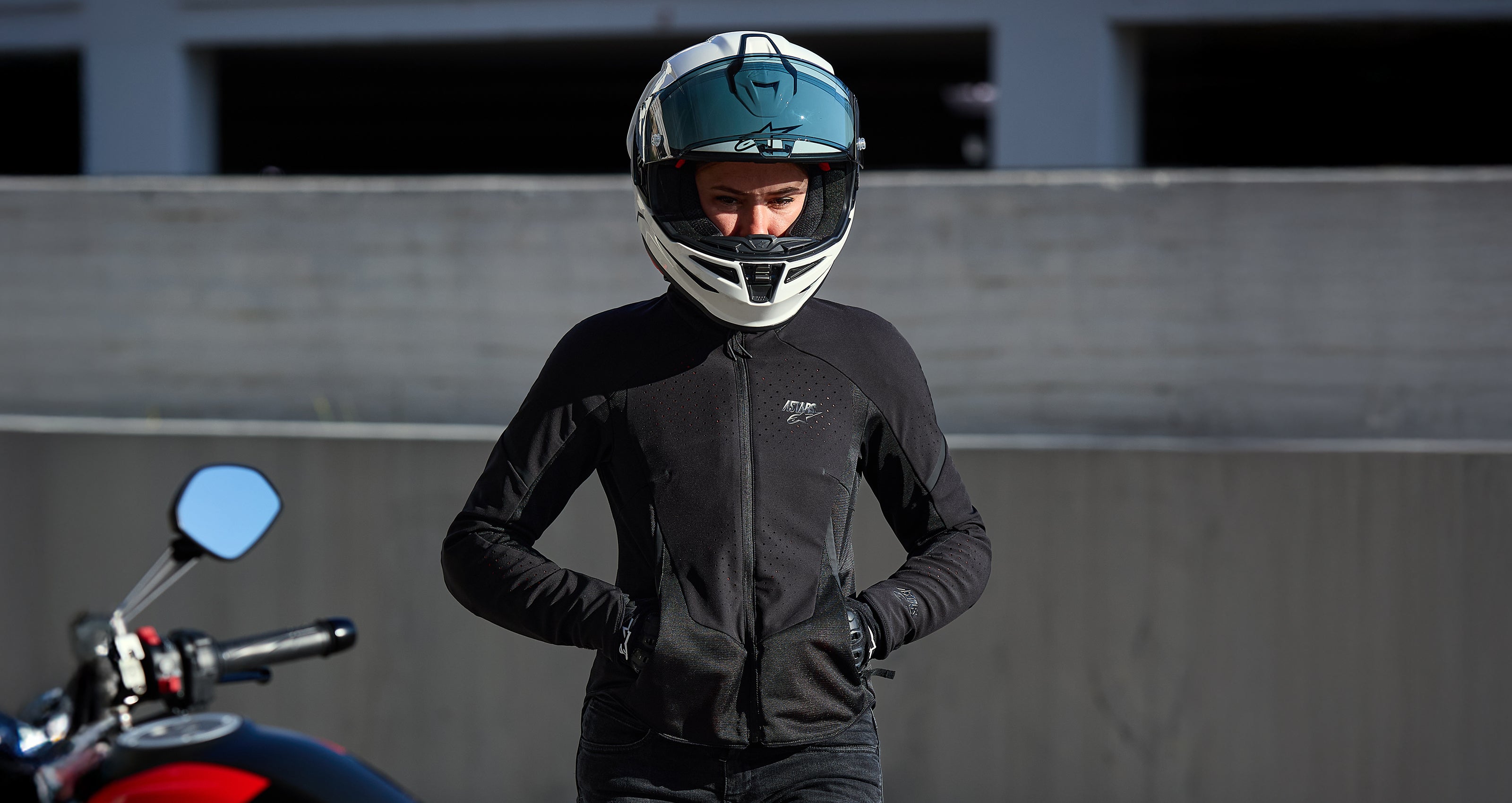 Alpinestars Stella Aeroshell Airflow Jacket, Women's Black Ventilated Softshell Motorcycle Jacket for road and sport riding.