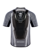 Tech-Air 5 System motorcycle airbag vest, rear view in gray and black with integrated honeycomb back protector.