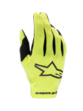 Alpinestars 2025 Radar Gloves, Yellow Fluo and Black Motocross Gloves, lightweight single-layer design for off-road racing.