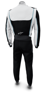 Alpinestars Tech Vision V3 Made To Measure Custom Suit, Auto Racing, Black and White, Nomex, FIA/SFI certified, back view.